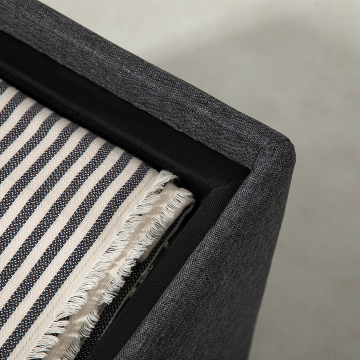 Opbevaringsfodskammel, fodskammel, polstret fodskammel, aftageligt låg, betræk i hørlook, 42 x 42 x 41 cm, mørkegrå