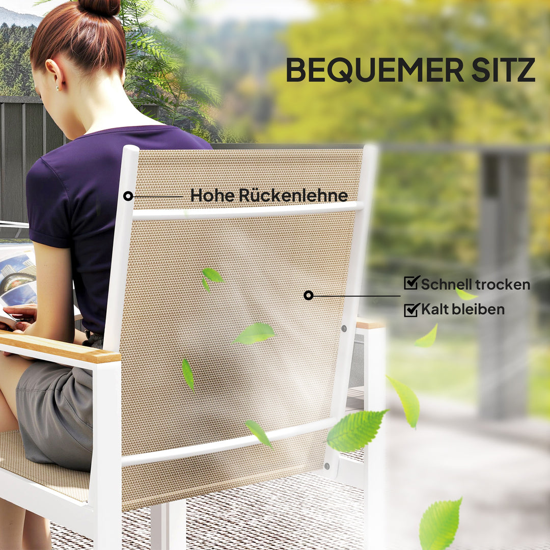 5-Delt spisebordssæt, udendørs bord i hærdet glas, 4 stole, vejrbestandig, stålramme, havemøbler, flerfarvet