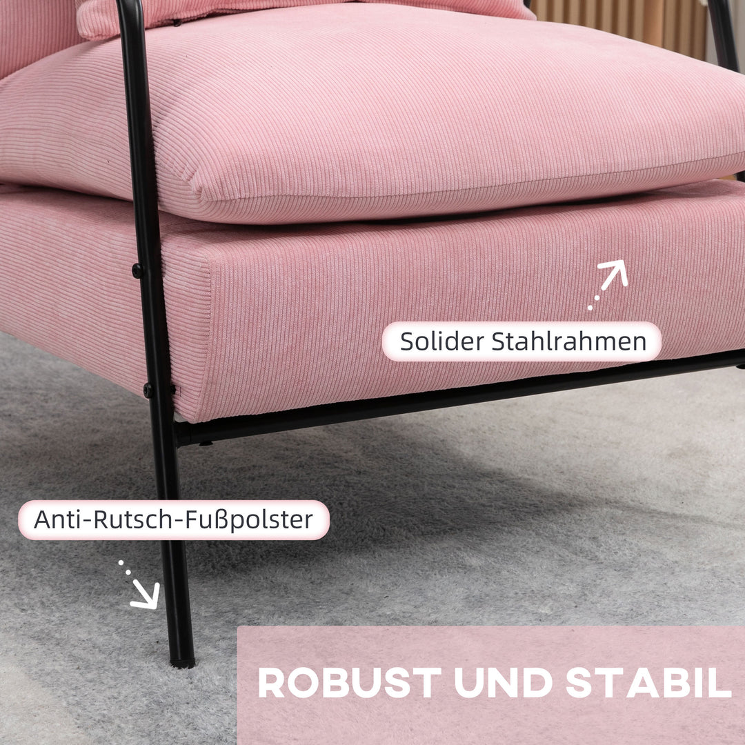 Lænestol med fodskammel, inklusive hynde, 68 cm x 91,5 cm x 88 cm, pink