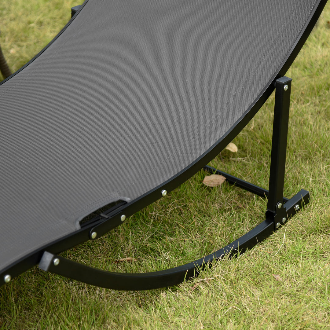 Sæt med 2 liggestole, havestole, stofstole, ergonomiske lænestole, aluminium, Texteline, mørkegrå, 165 x 61 x 63 cm