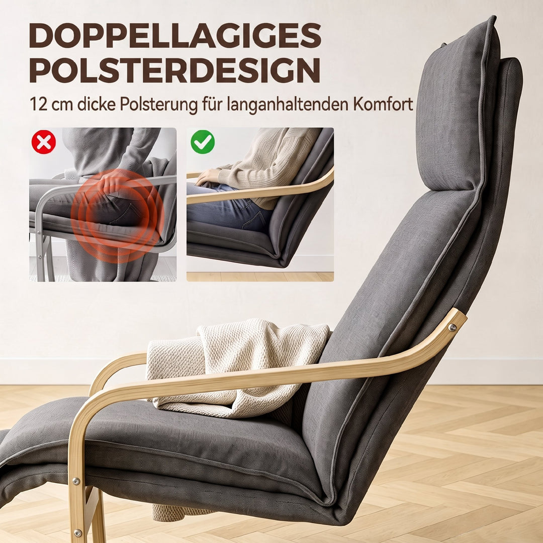 Loungestol, stuestol med fodstøtte, moderne mørkegrå