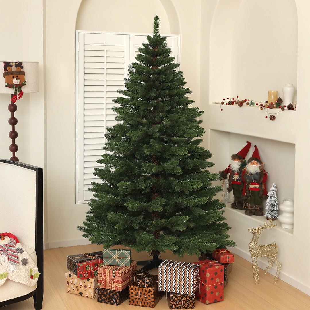 Juletræ, kunstig gran, 1,8 m høj, flammehæmmende, robust metalfod, grøn
