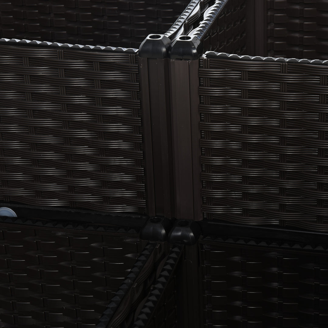 Højbed, plantekasse med drænhuller, blomsterkasse i rottinglook, plastik, brun, 40 x 40 x 44 cm