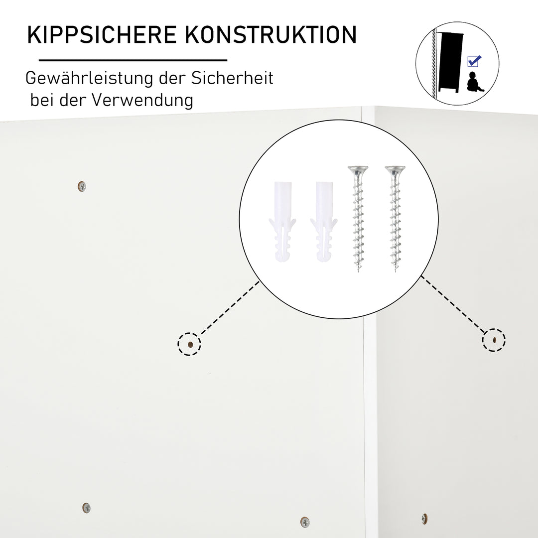 Opbevaringshylde til børn, 3 non-woven skuffer, mdf, væltesikker, hvid