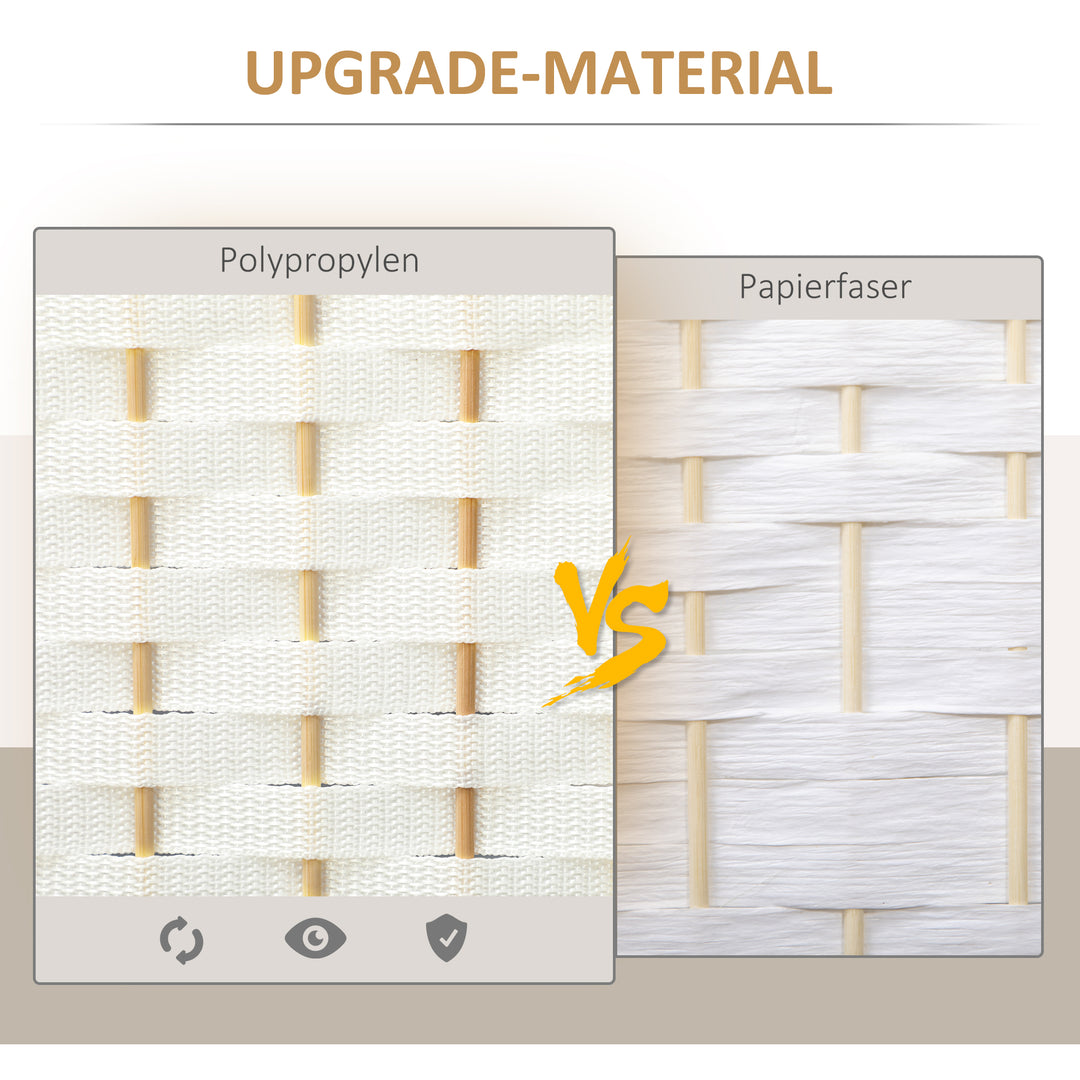 6-Panels rumdeler, foldbar skærm, skærm til stue, soveværelse, hjemmekontor, hvid