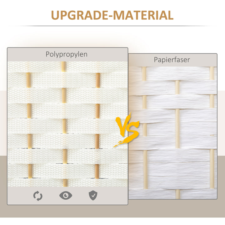 6-Panels rumdeler, foldbar skærm, skærm til stue, soveværelse, hjemmekontor, hvid