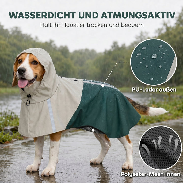 Vandtæt hunderegnjakke til mellemstore hunde