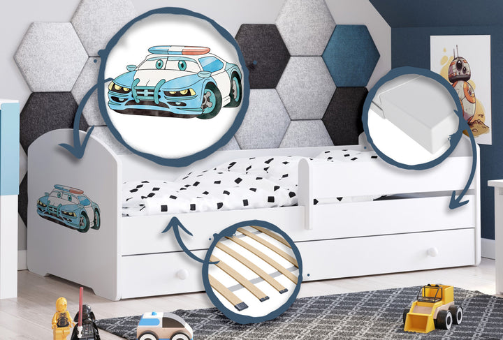 Børneseng Luk 140x70 med skuffe - Police