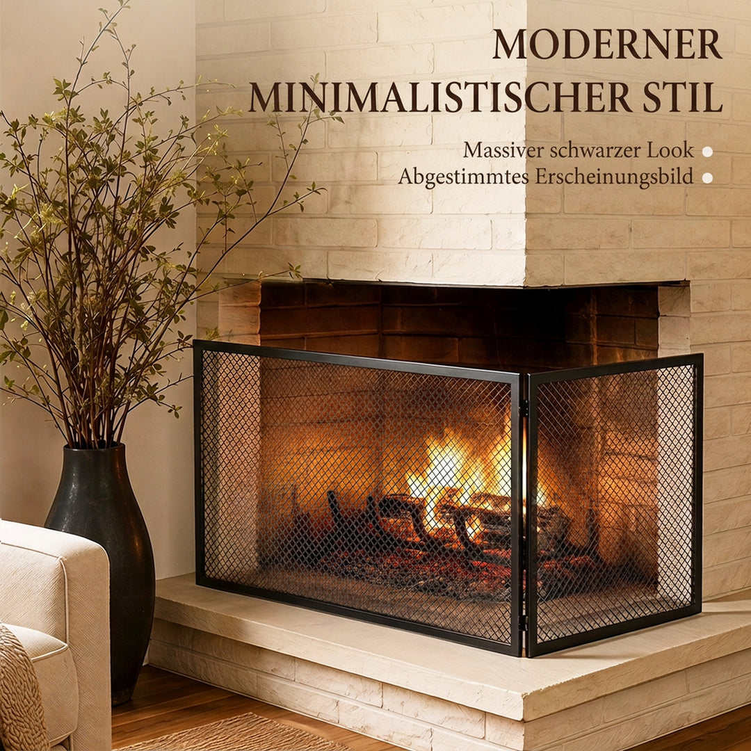 Pejsesikringsskærm, foldbar metalgnistbeskyttelse, 141 x 50 cm