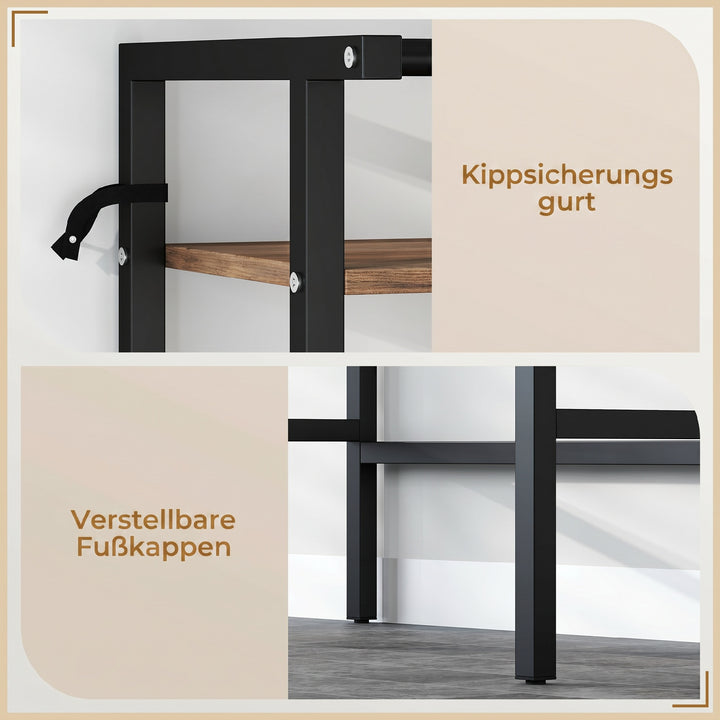 Vaskemaskinehylde med tørrestativ, 3 niveauer, 67x4x161,8 cm, brun