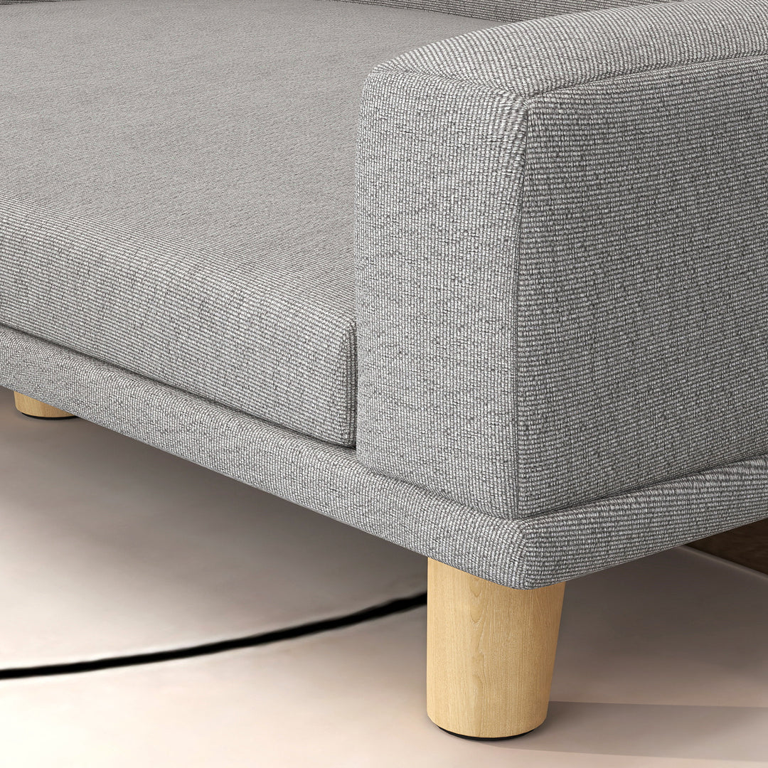 Hundesofa til store hunde op til 30 kg, polstret, ben af fyrretræ, 98 x 67 x 25 cm, grå