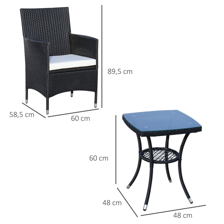 Balkonmøbelsæt til 2 personer, rattan havesæt, polyrattan, sort