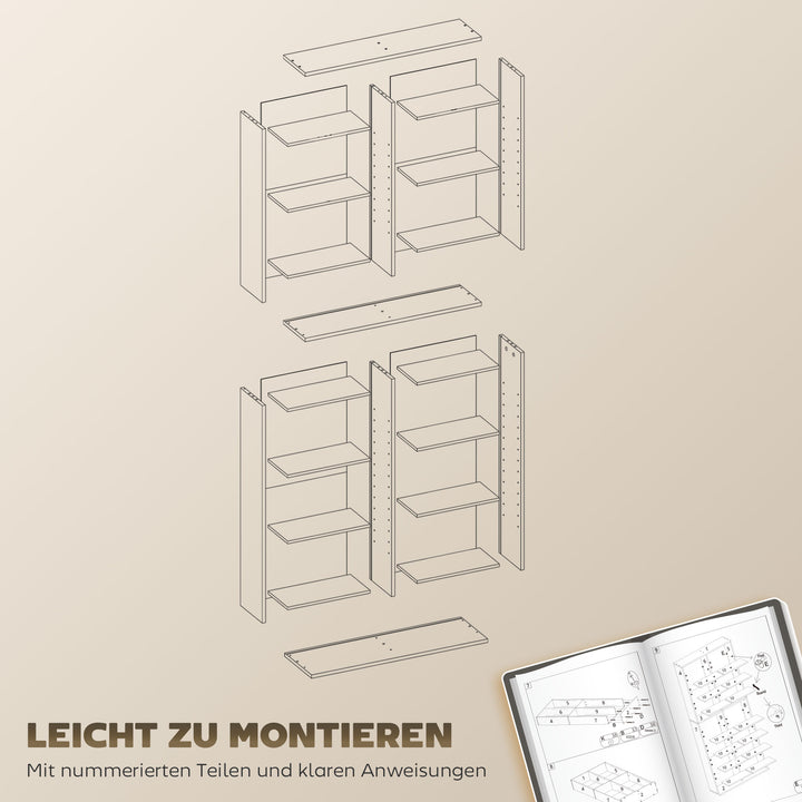 Dvd-hylde, cd-opbevaringsstativ, 14 justerbare hylder, 18 rum, 175 cm, blu-ray-hylde, spånplade, hvid