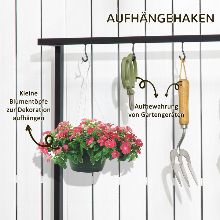 Plantestativ med 3 niveauer og monteringskroge, blomsterstativ af naturtræ, 80 cm x 36 cm x 174 cm, naturtræ