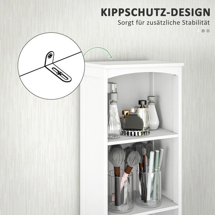 Badeværelsesskab med 3 hylder, 1 skuffe, robust, mdf, hvid