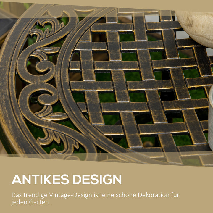 Sidebord til haven, vejrbestandigt havebord med støbt aluminiumsstel, lasteevne ca. 60 kg, Ø60x52,5H cm