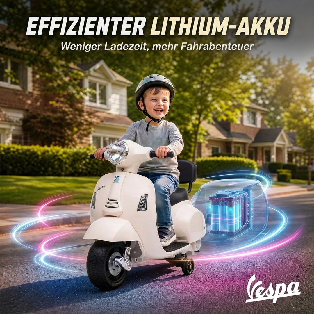Elmotorcykel til børn Mini Vespa GTS 6V Elmotorcykel Hvid