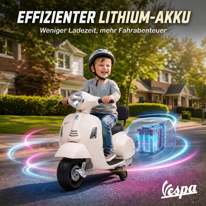 Elmotorcykel til børn Mini Vespa GTS 6V Elmotorcykel Hvid