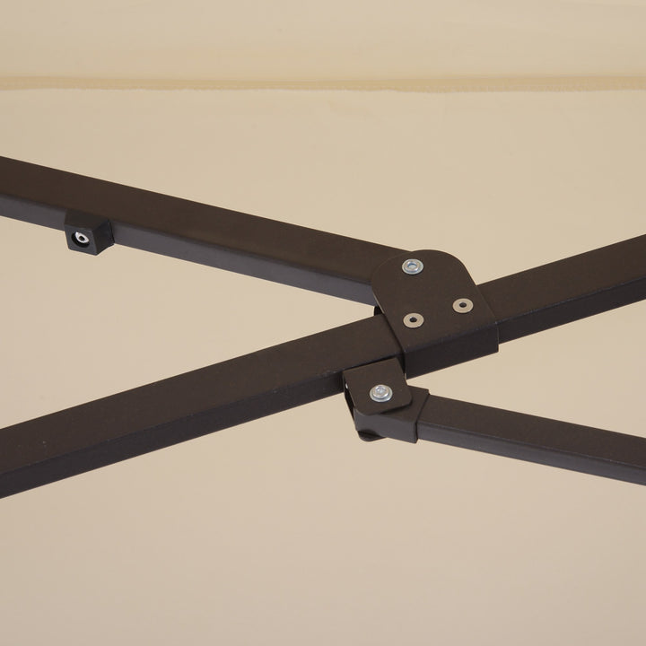 Xxl parasol med håndsving vejrbestandig 455 cm x 270 cm x 240 cm stål polyester beige