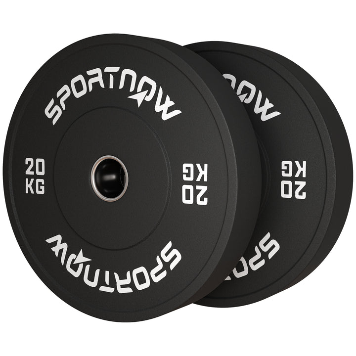Vægtskiver, 2 x 20 kg, olympisk standard, gummi, støjsvag, sort