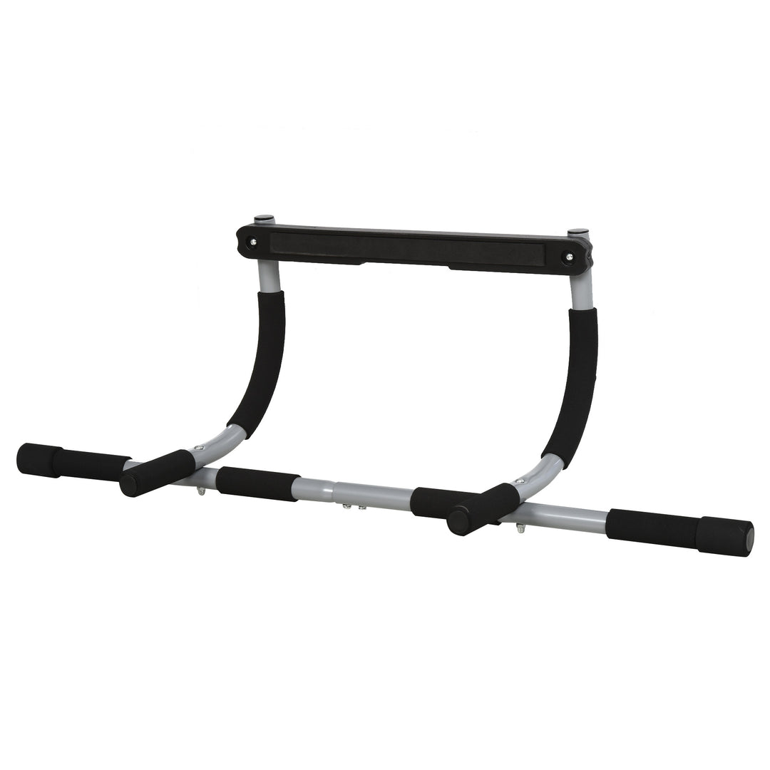Pull-up bar, træningsbeslag, multifunktionel døråbnings pull-up bar, stål, skum, 92 x 40 x 17 cm, sort+grå