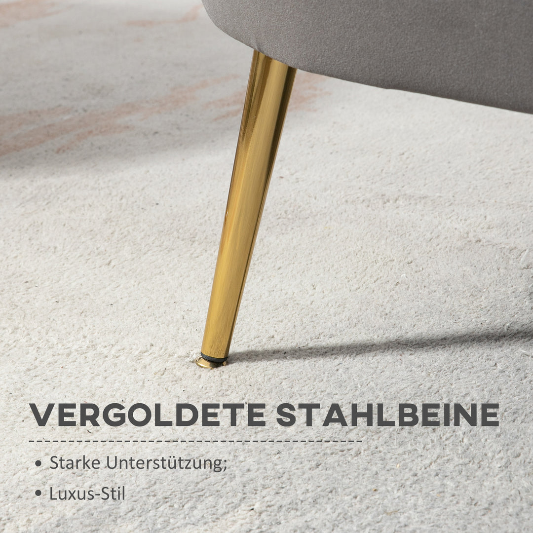 2-Personers loungesofa med bløde og generøse hynder, polstret sofa, siddemøbler, polstrede møbler, designersofa, elegant, fløjl, polyester, grå, 133 x 63 x 75 cm