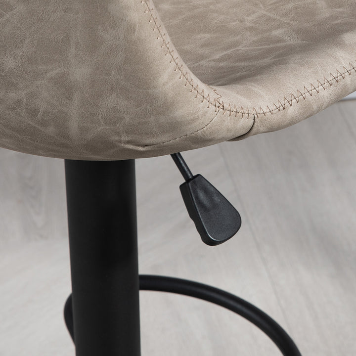 Sæt med 2 retro barstole, højdejusterbare, drejelig, kunstlæder, 42 x 48 x 91-112 cm, beige