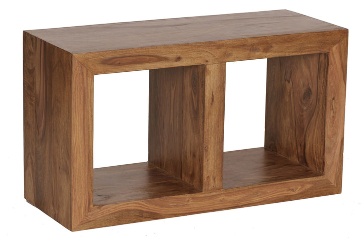 Fritstående hylde i massivt sheeshamtræ, 88 cm høj, 2 hylder, designer træhylde, naturprodukt, sidebord, landlig stil