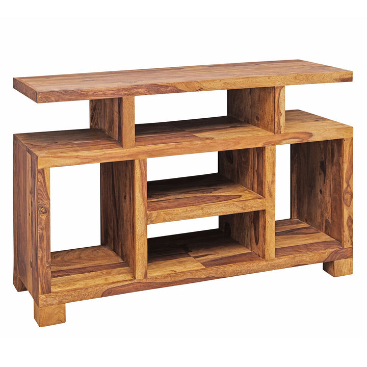 Sheesham skænk i massivt træ, 115 x 76 x 40 cm, landlig stil, TV-skab med opbevaringsrum, TV-bord i ægte træ med 4 ben