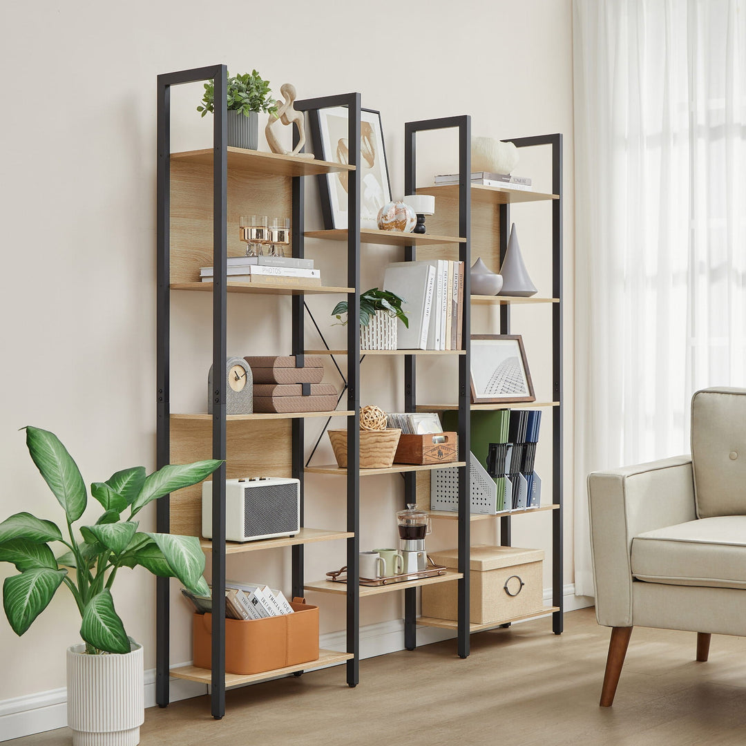 Dobbelt bogreol med 14 hylder – sonoma, loft stil