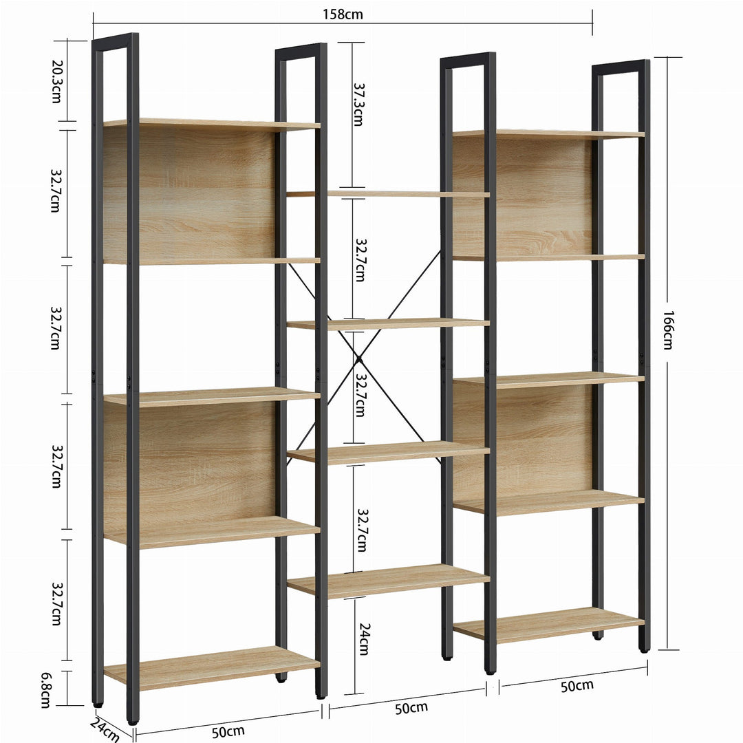 Dobbelt bogreol med 14 hylder – sonoma, loft stil