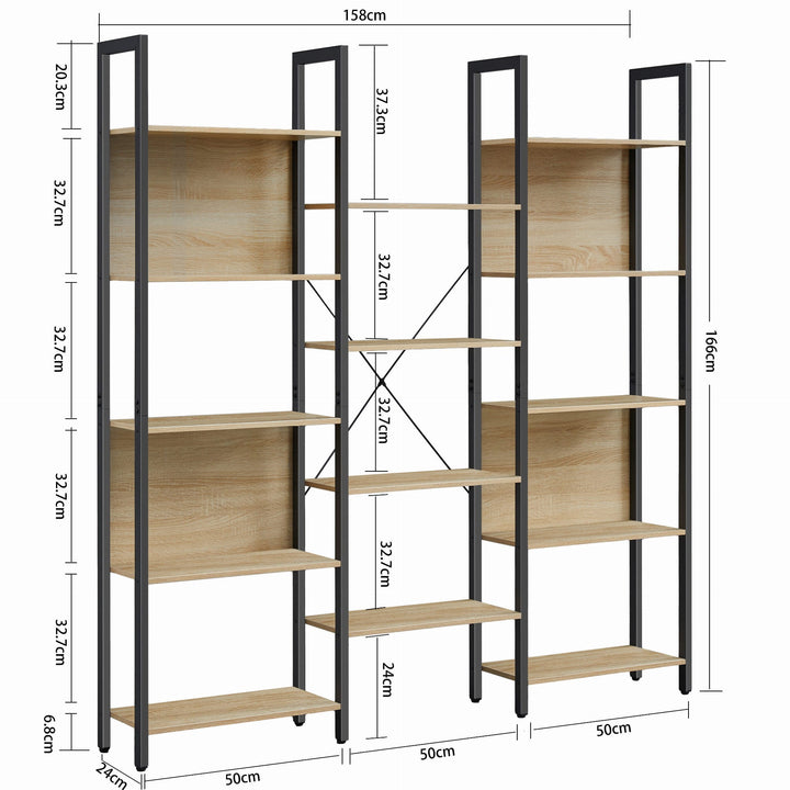 Dobbelt bogreol med 14 hylder – sonoma, loft stil
