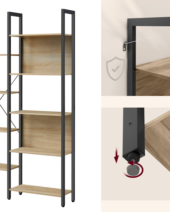 Dobbelt bogreol med 14 hylder – sonoma, loft stil