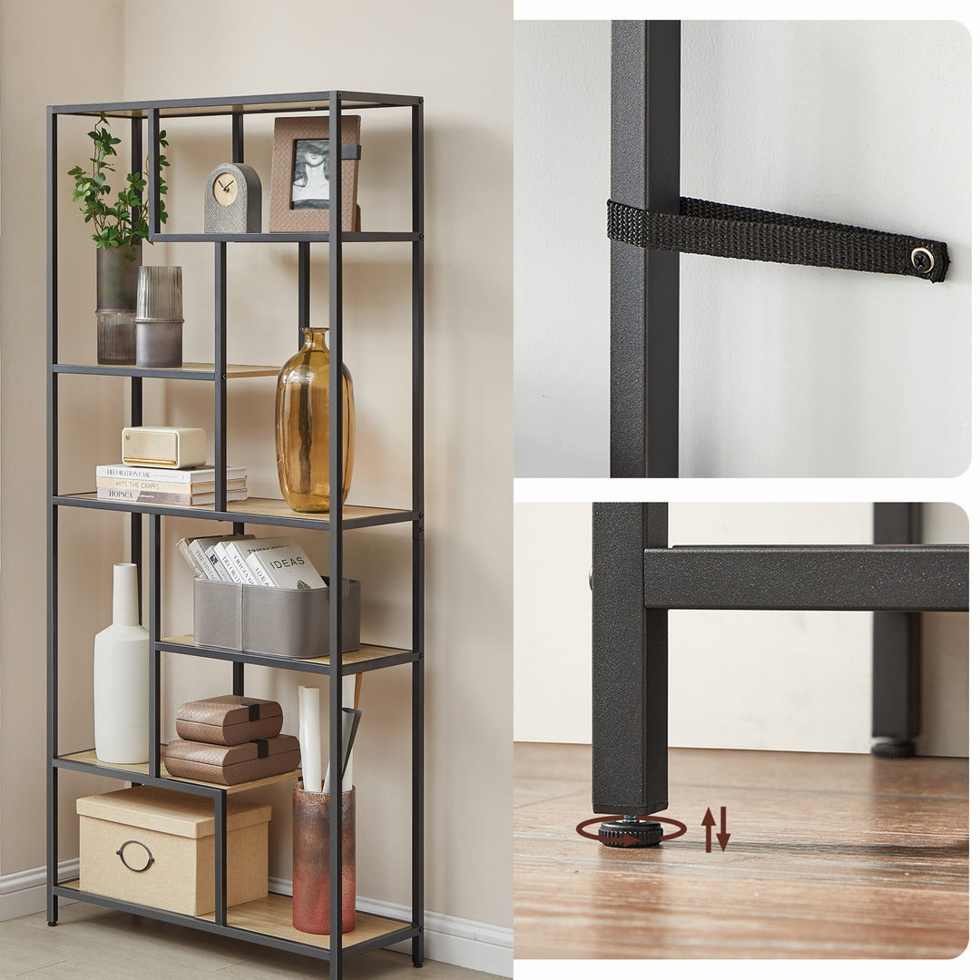 Bogreol med 6 hylder – sonoma, loft stil