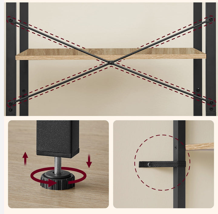 Bogreol med 4 hylder – sonoma