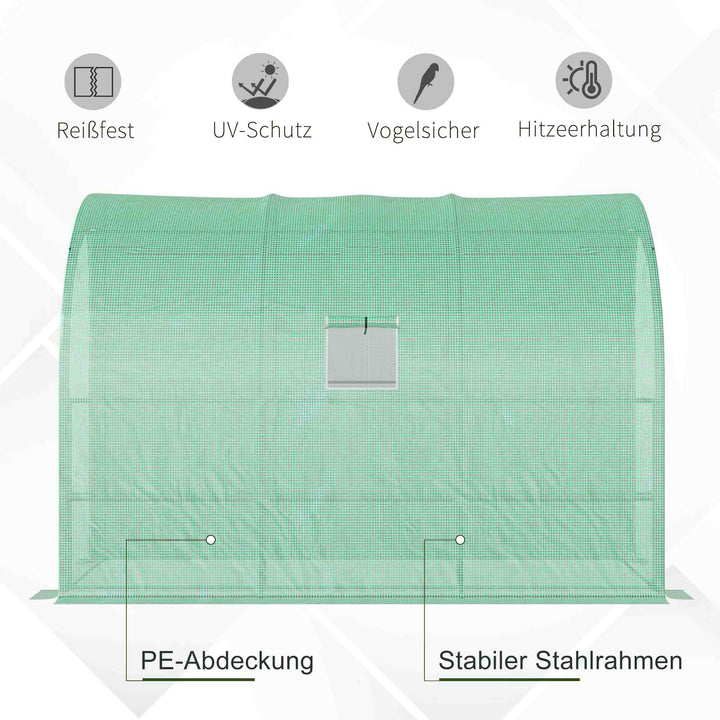 Drivhus, havedrivhus med plastikdæksel, uv-bestandigt, 3 etager, lynlåsdøre, grøn