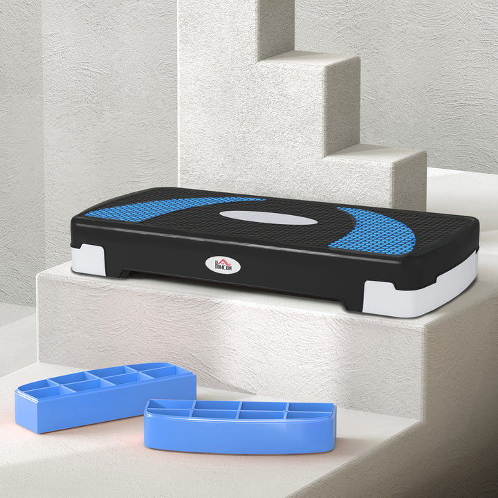 Aerobic stepper 3-trins højdejusterbar 80 x 31 x 20 cm sort+lyseblå+grå