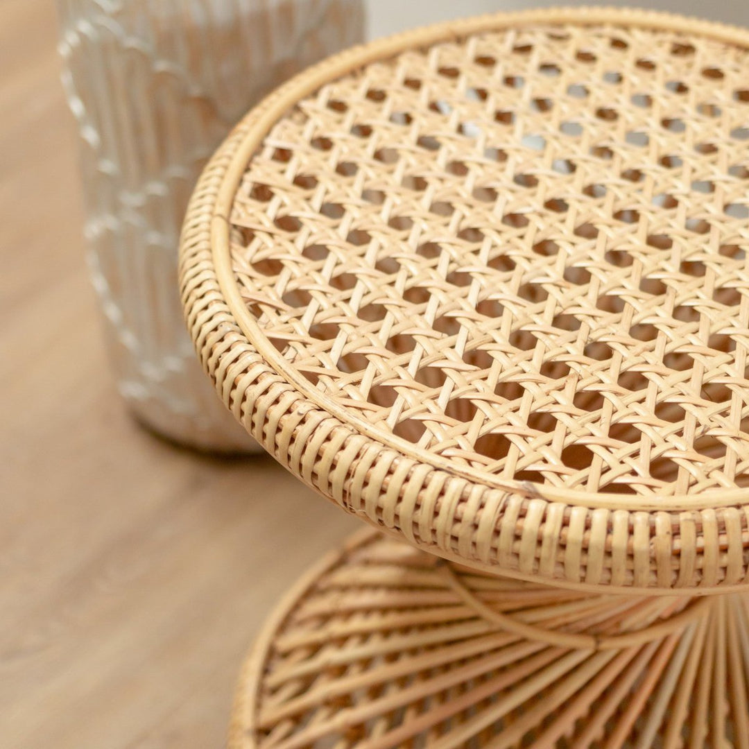 Sidebord i rattan | Sofabord | Rundt Sofabord LUHU Ø45 cm Beige