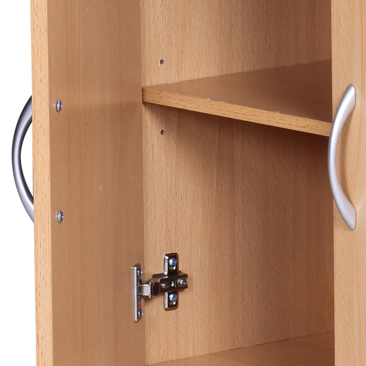 Skænk bøg 60x75x30cm Kommode med skuffe og låger, Lille moderne skænk brun, Designer træskab, Universalskab med håndtag, Lille smalt entreskab