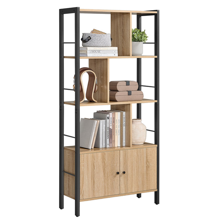 Reol / hylde til bøger og dekoration – sonoma eg / sort | moderne loftstil