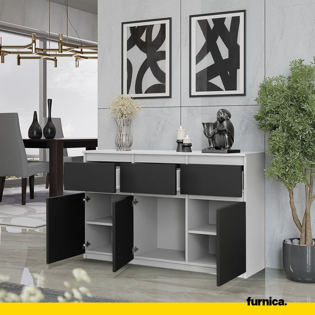 NOAH - Kommode med 3 skuffer - mat hvid / antracit-grå, H75cm B120cm D35cm