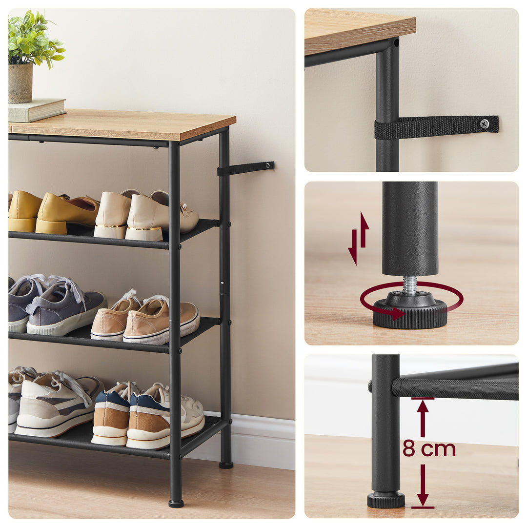 Loft style skoreol – sonoma eg / sort | praktisk og pladsbesparende