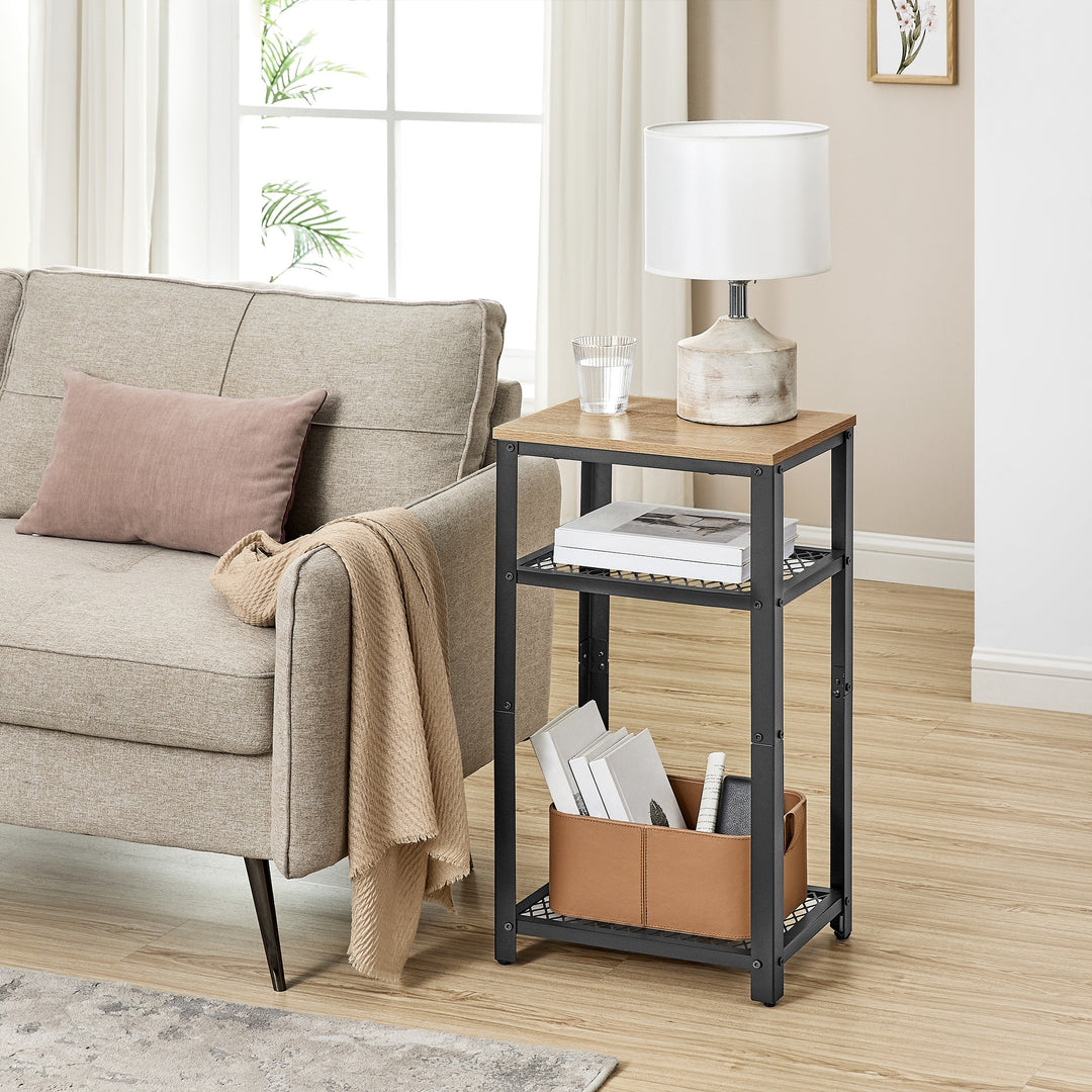 Sofabord / natbord med 2 hylder – sonoma eg / sort | loftstil