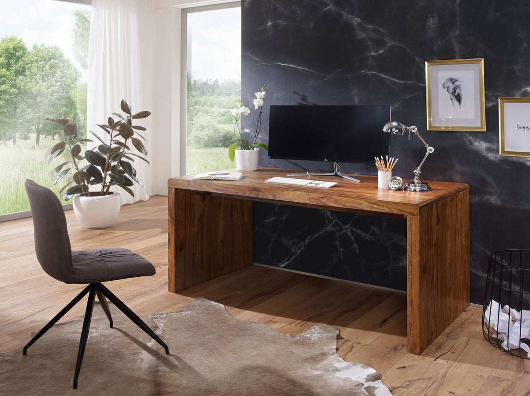BOHA computerbord / skrivebord i massivt træ, 120 cm bredt, ægte træ, designer-bord til kontor, landlig stil