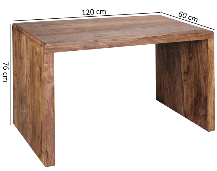 BOHA computerbord / skrivebord i massivt træ, 120 cm bredt, ægte træ, designer-bord til kontor, landlig stil