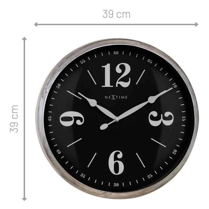 Vægur 39cm - Lydløs - Hvid - Metal - "Classic"