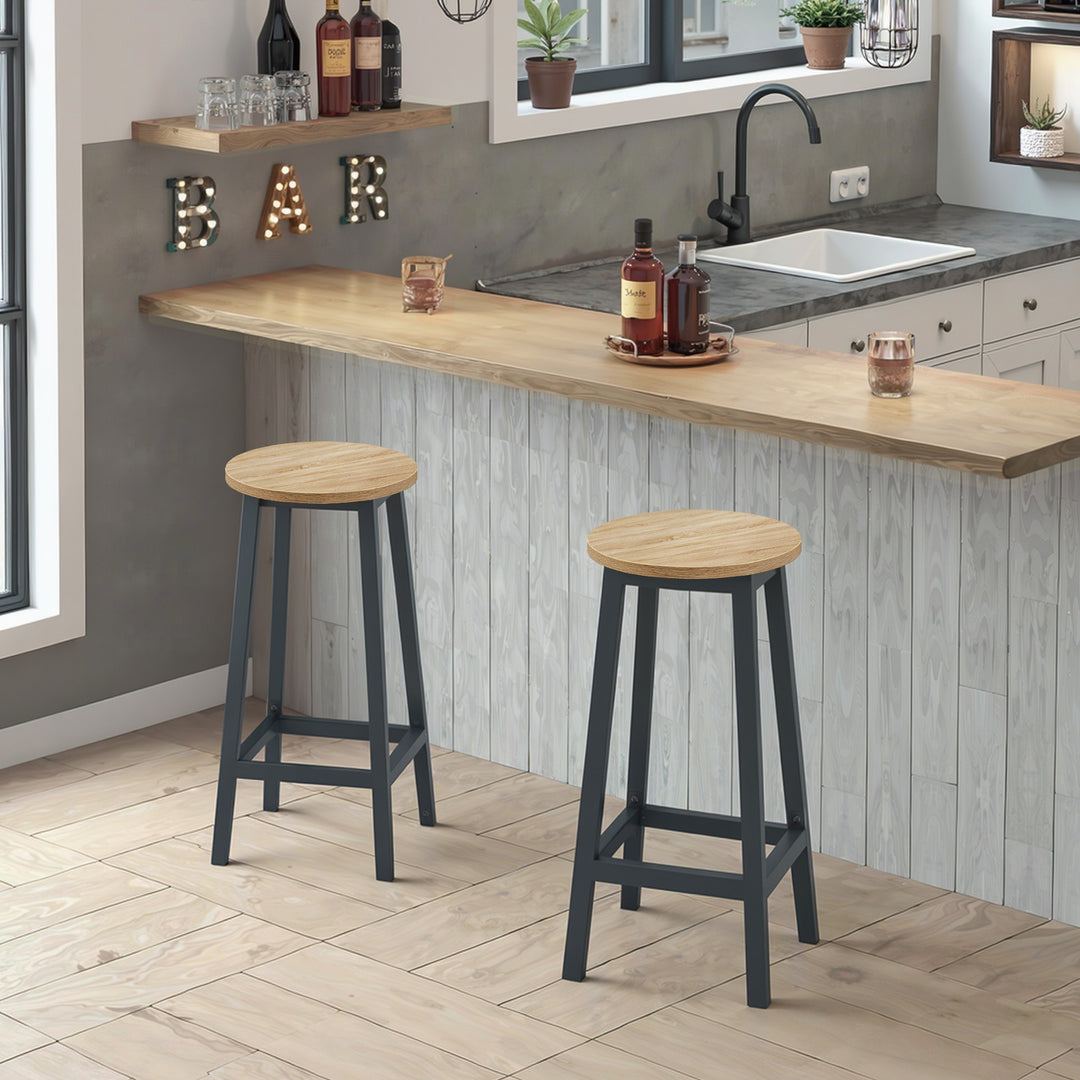 Barstol / høj skammel – sonoma eg / sort | moderne loftstil