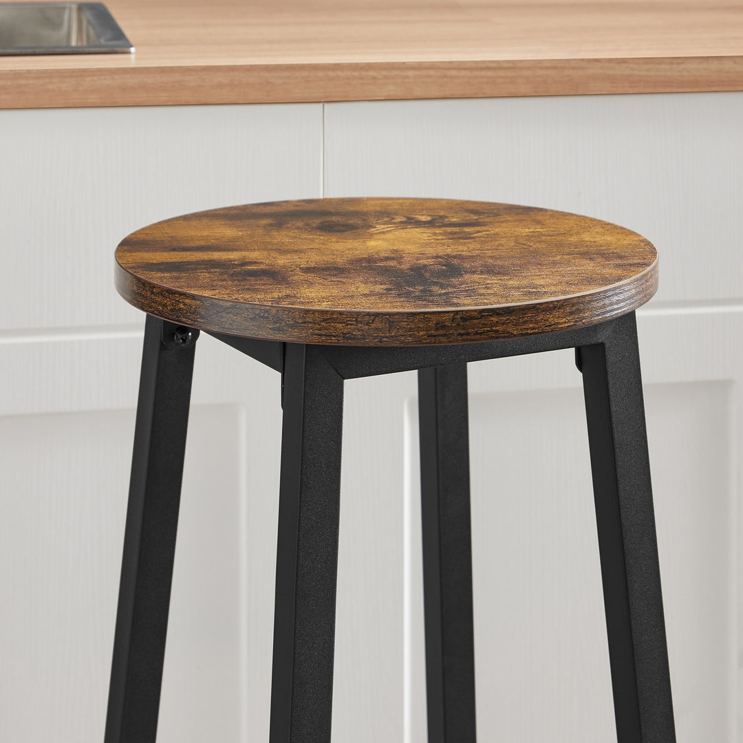 Barstol / høj skammel – rustik brun / sort | industrielt design
