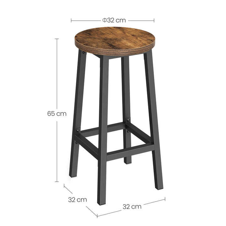 Barstol / høj skammel – rustik brun / sort | industrielt design
