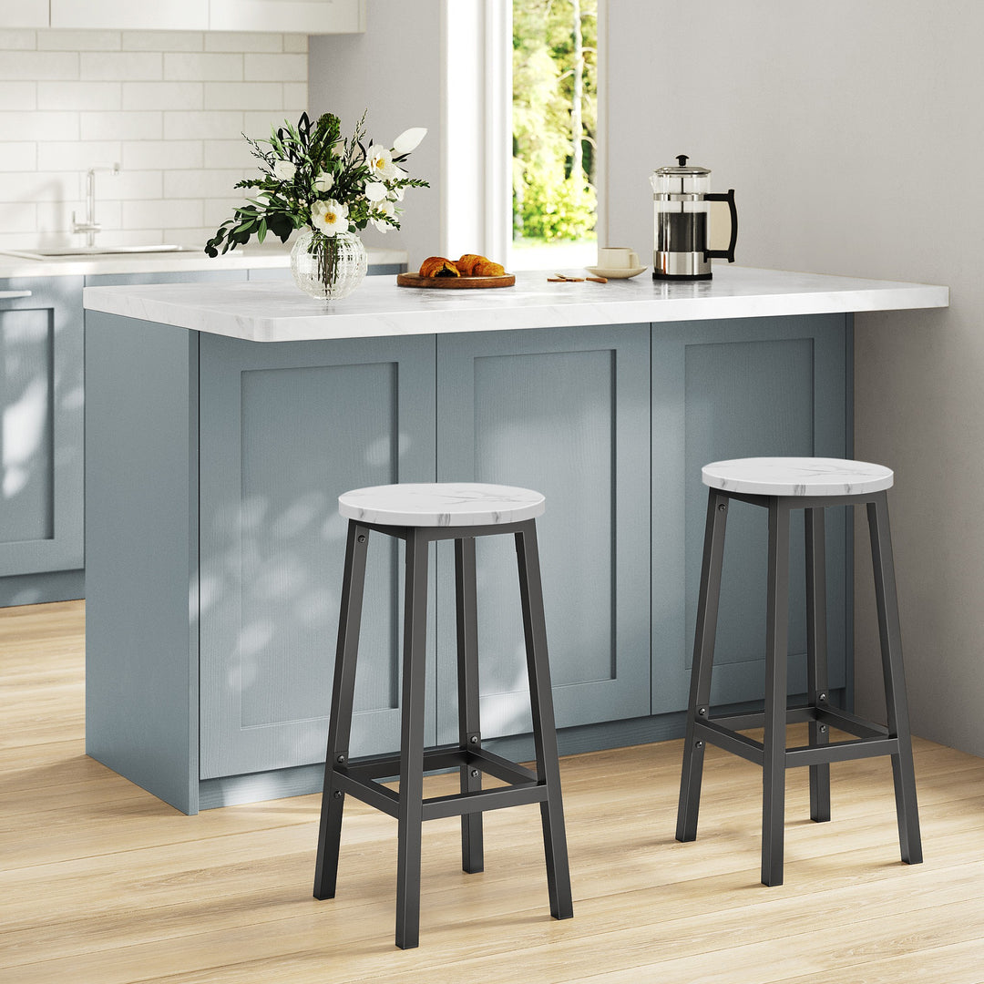 Barstol / høj skammel – marmor / sort | moderne loftstil